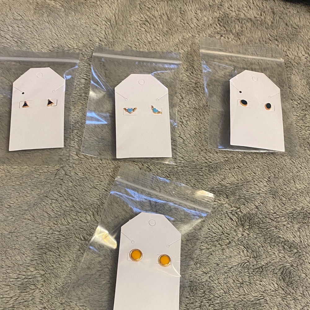 Fashion Jewelry gold and turquoise stud earring set